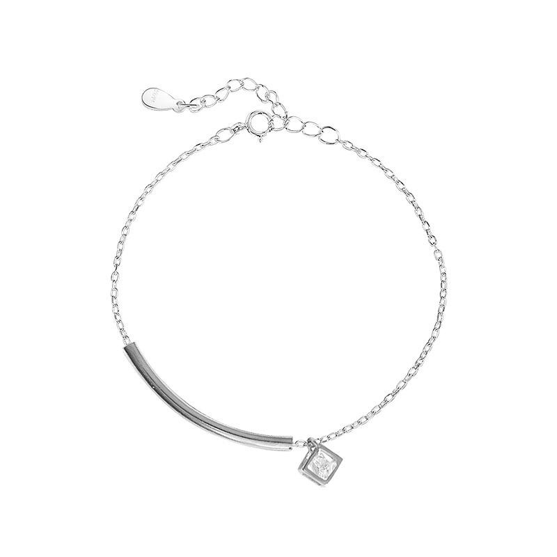 Stříbrný náramek S925 stříbrný půlměsíc zahnutá trubice trojrozměrný náramek Rubikova kostka pro ženy diamantový náramek ve stylu