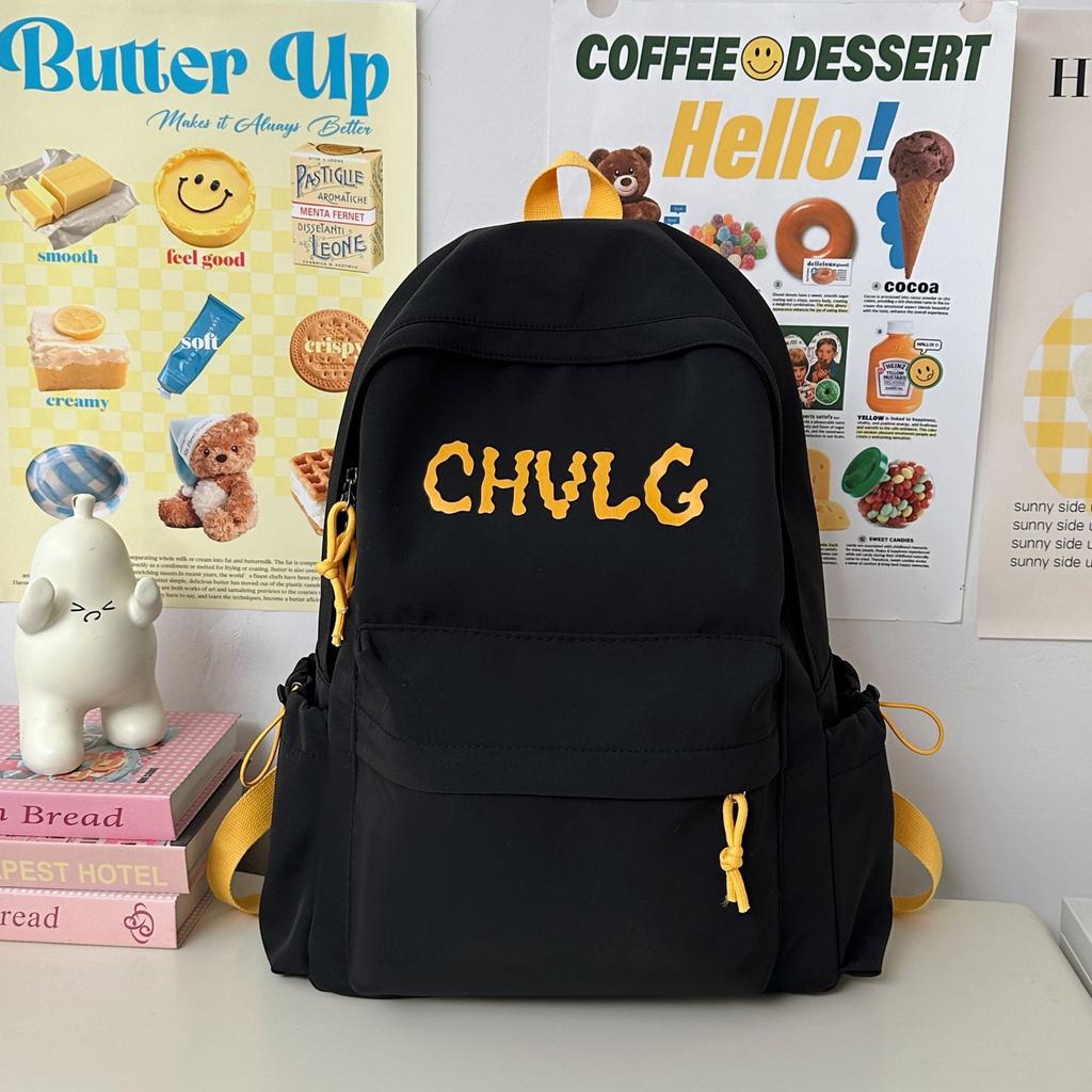 Schoolbag Casual Backpack Men's Student Schoolbag Women's Backpack Simple and Versatile High School Backpack Printed Alphabet Bag