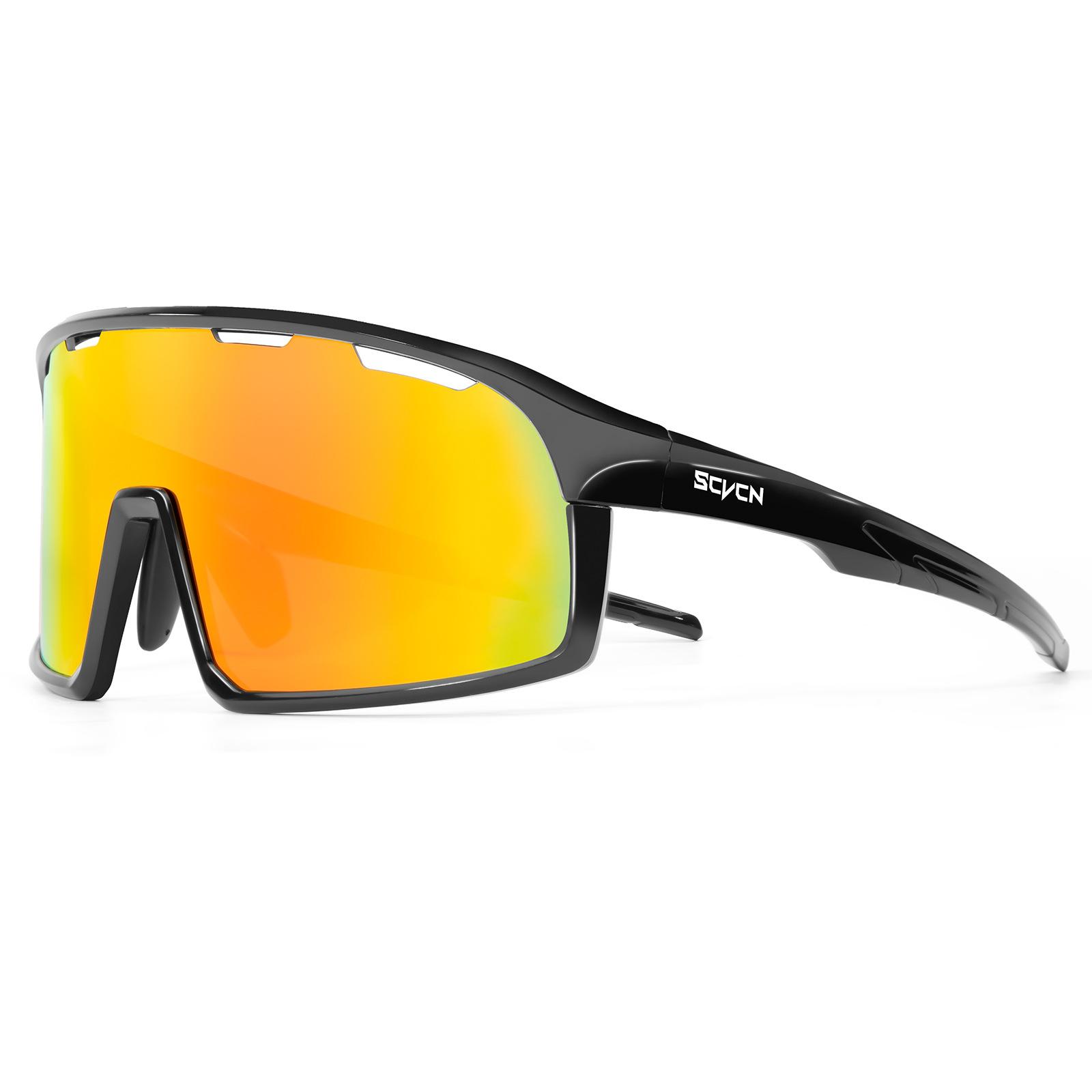 SCVCN Cycling glasses, anti-UV, anti-glare, mountain bike outdoor sports glasses, unisex glasses DZ-S145-B-01Glossy black