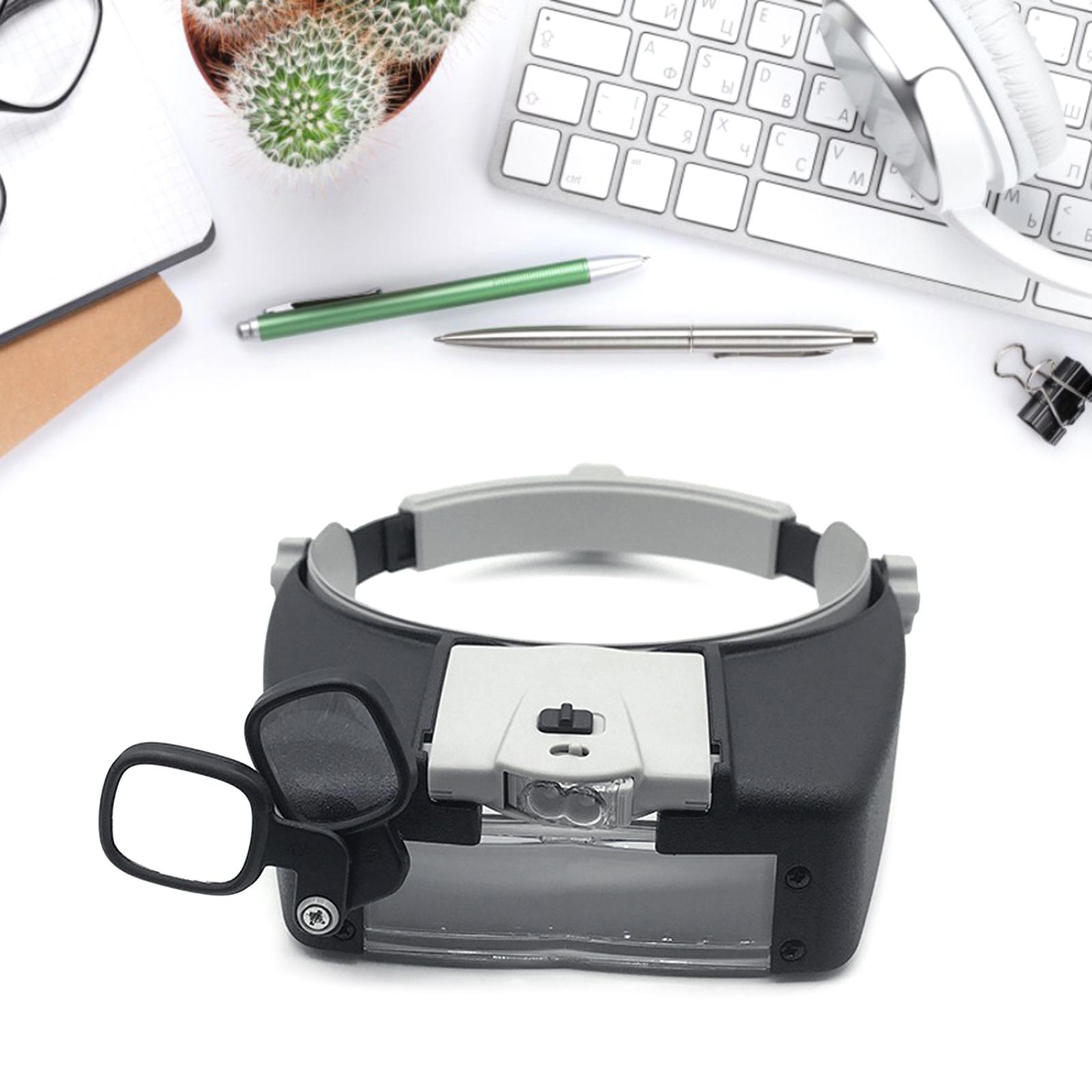 

Headband Magnifying Glass 2 LED Illuminated Handsfree Head Mount Magnifier for Close Work Sewing Crafts Reading Science