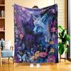 1 Stück Tier-Flanell-Decke in einem verträumten Blumenfeld, Hochauflösender Digitaldruck, Ganzjahresnutzung, Sofadecke, Hautfreundlich und Weich 100% Polyester