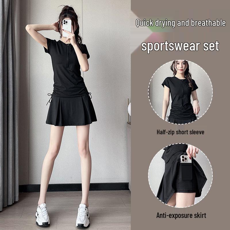 Women's Summer 2025 Quick-Dry Badminton & Tennis Outfit - Short Skirt Fitness & Yoga Suit