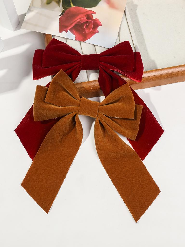 2Pcs Burgundy and Black Velvet Hair Bows with Alligator Clips Big Hair Claw Clips Bows Hair Accessories for Women Girls