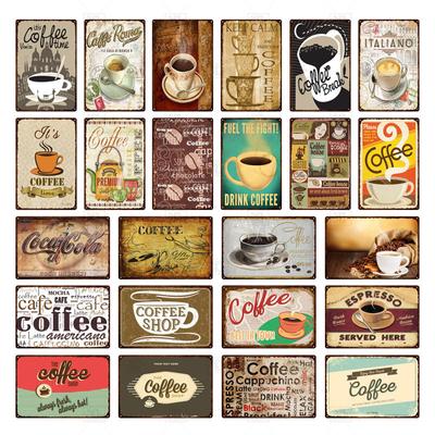 Coffee Vintage Tin Sign Metal Sign Decorative Plaque Retro Plate Cafe Kitchen Living Room Coffee Bar Decoration