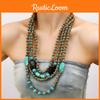 Multilayer Art Bohemian Wooden Pearl Necklace Round Geometric Decoration Women