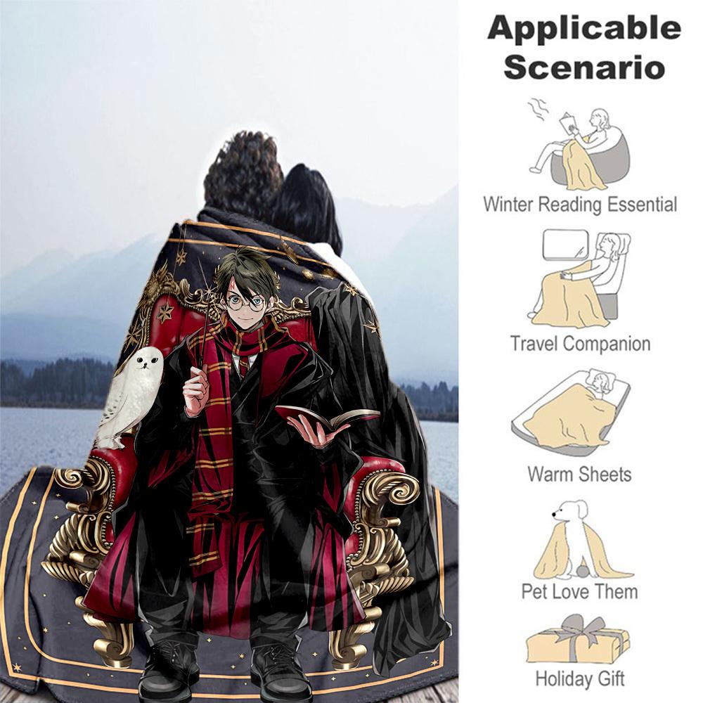 1 Stück Hogwarts Harry Potter Eule Outdoor Flanell Überwurfdecke Ganzjahres Weiche Wärme, Heimdekoration 1031224