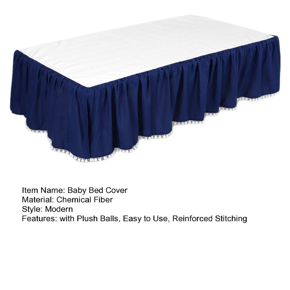 132*71cm Plyschboll Rynkad Spjälsängskjol Barn Justerbar Elastisk Sängkläder Spjälsängskjol Pojkar Flickor Sängöverdrag Med Pompom