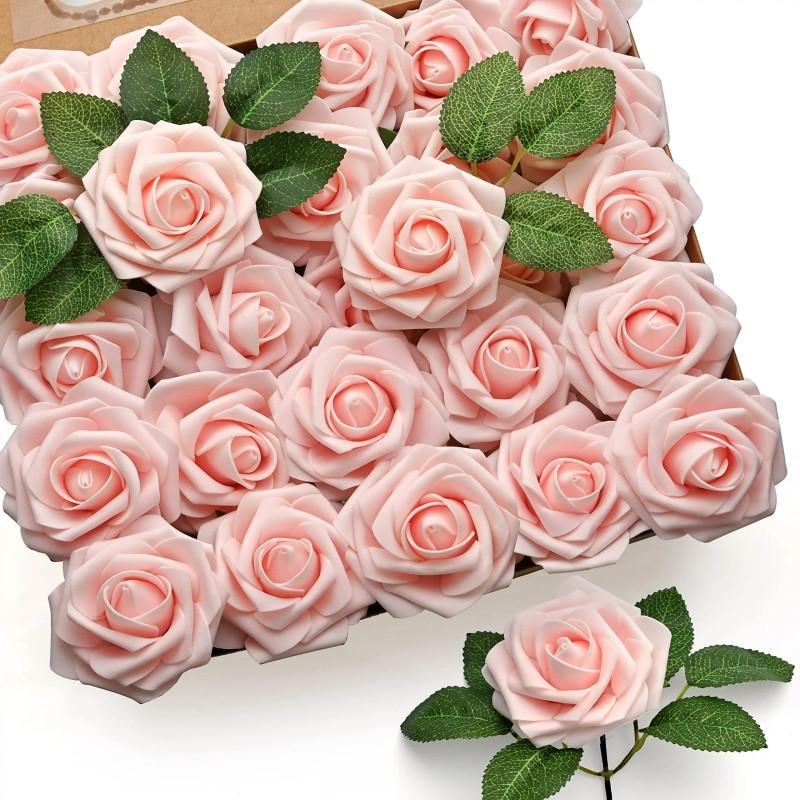 

10/25pcs Artificial Flowers Roses with Stems Wedding Bouquets Centerpieces Party Home Decor Realistic Fake Flowers for Arrangeme (as the picture,10PCS)