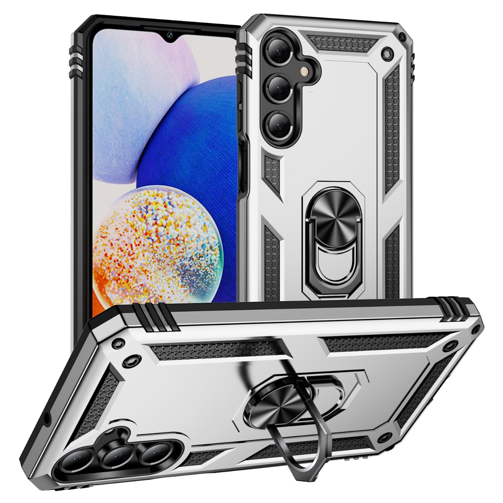 

For Samsung Galaxy A16 5G/A16 4G Case PC+TPU Phone Cover with Rotary Ring Kickstand Silver