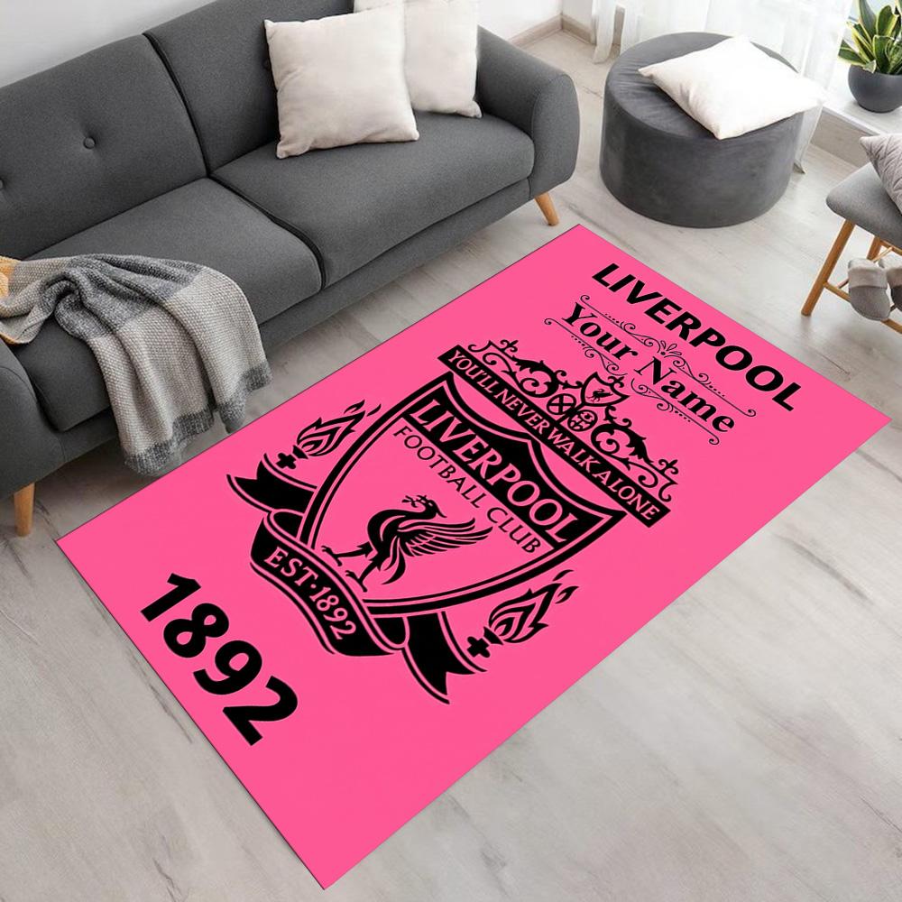 Liverpool Customized Name Area Rug Perfect for Game Room Dining Room Dormitory Decorate Room Anti-slip Rug Decorate Offices Gift for Festivals