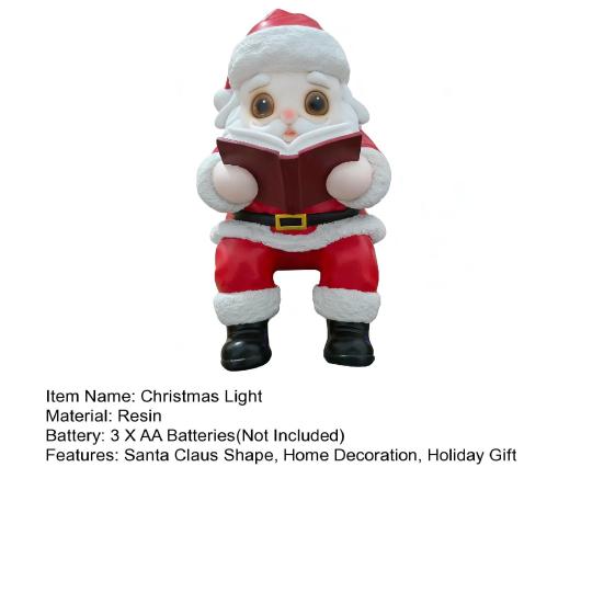 Reading Santa Claus Light Father Christmas LED Night Lamp Home Office Living Room Bedroom Desk Decoration Lamp Xmas Holiday Gift