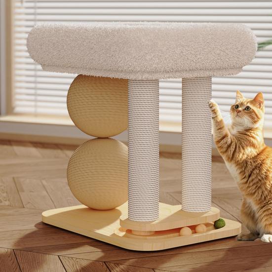 Cat Tree Tower with Plush Cat Bed Sisal Scratching Posts Balls Interactive Ball Track Multi-functional Cat Furniture for Indoor Cats Play And Rest
