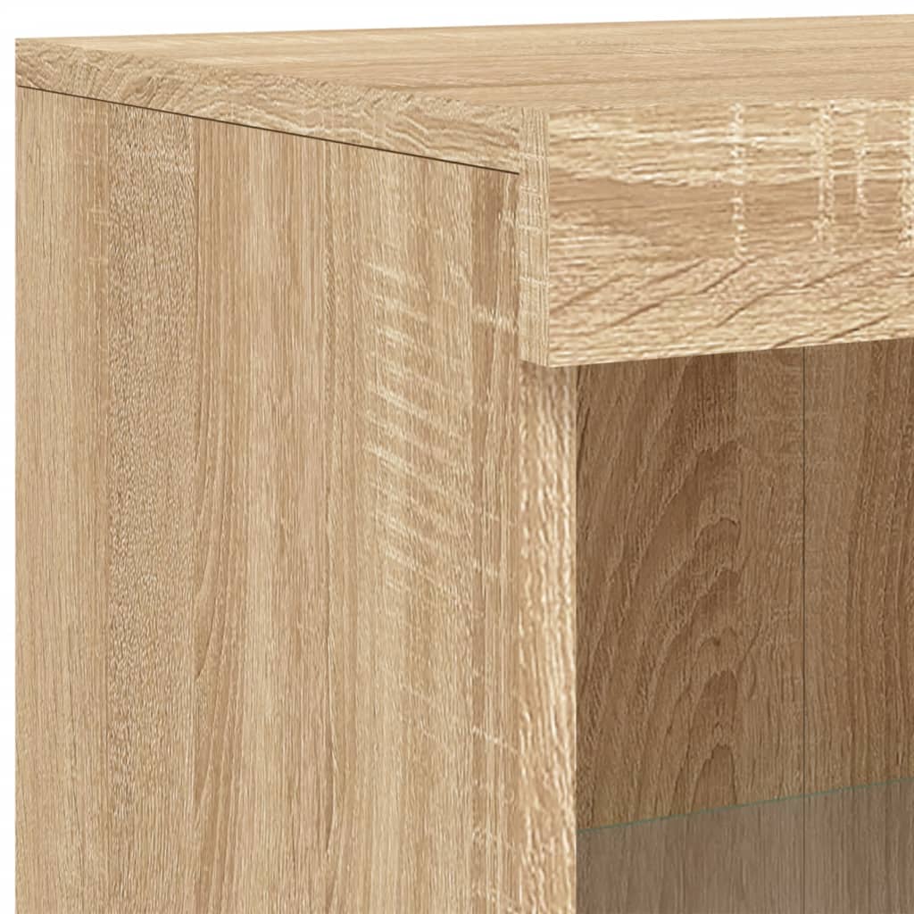 Side Table with LED Lights Sonoma Oak Wood Based Material