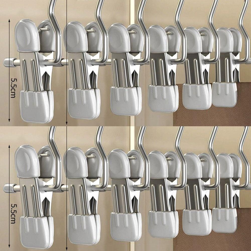 1/5/10PCS Windproof Stainless Steel Pants Clip with Hook Home Storage Rack  for Household
