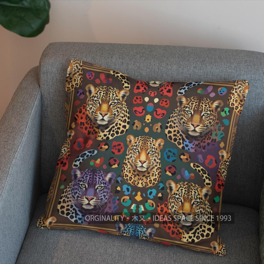 2D Stylish Leopard-Patterned Decorative Pillow Cover Pattern Cushion Cover Suitable For Sofa Bedroom Car Pillow Cover
