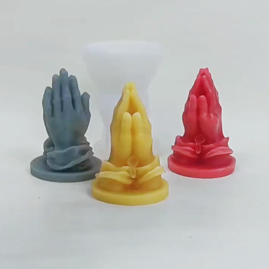 3D Hands Foldedh Silicone Mold Buddhas Beads Hand Candle Mould Handmade Scented Candle Making Mold Soap Mould for Prayer