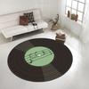 Cd Rug Retro Vinyl Record Round Rug Music Lover’s Black Record Carpet Musical Notes Design for Living Room Bedroom Home Office