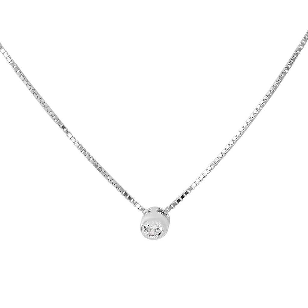 Silver Necklace with Cubic Zirconia, Product Weight 2.14 G (2160915)