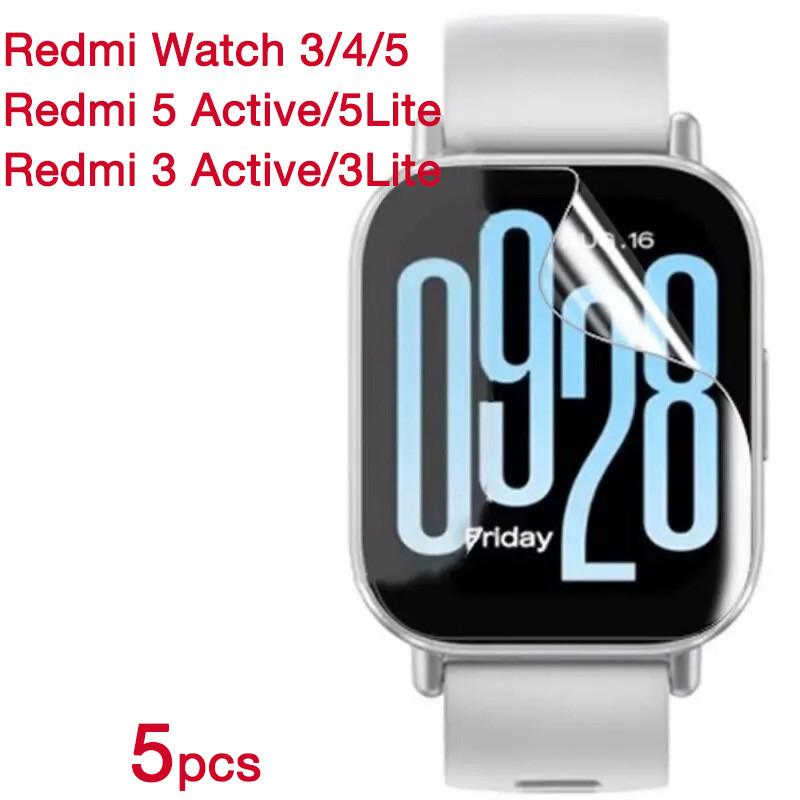 5PCS Hydrogel Film For Xiaomi Redmi Watch 3 4 5 Clear Protective Cover Screen Protector For Redmi Watch 5 4 3 2 Active Lite