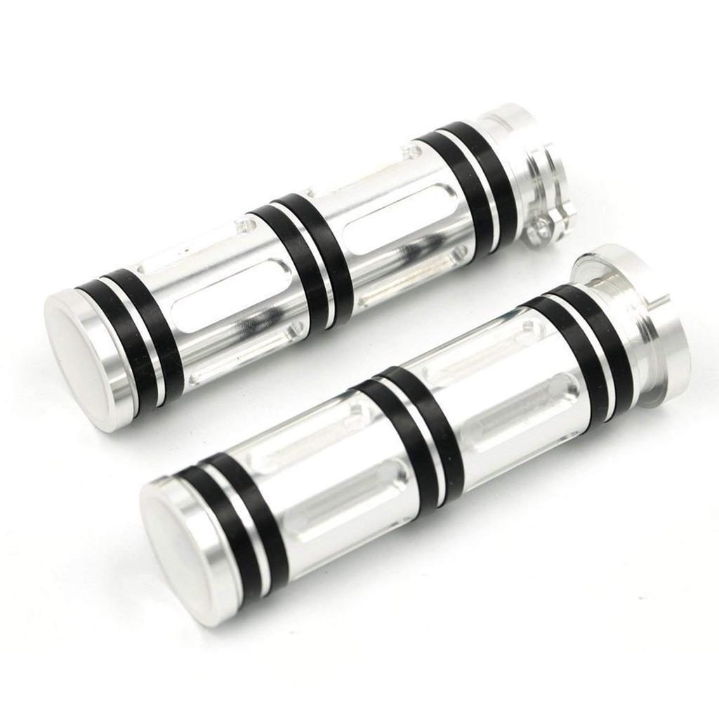 Karun Heavy Duty CNC Billet 1" Handlebar Hand Grip Sportster Dyna Softail Touring Silver