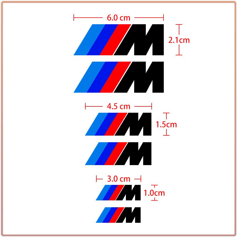 6 Stuks/Set Sportauto Remklauw 3D Stickers Wielnaaf Decoratie Accessoires of Bmw M3 M4 M5 M6 F20 F30 G20 F31 F34 F10 G30 F11 X3 F25 X4 I3 1 3 5 Serie