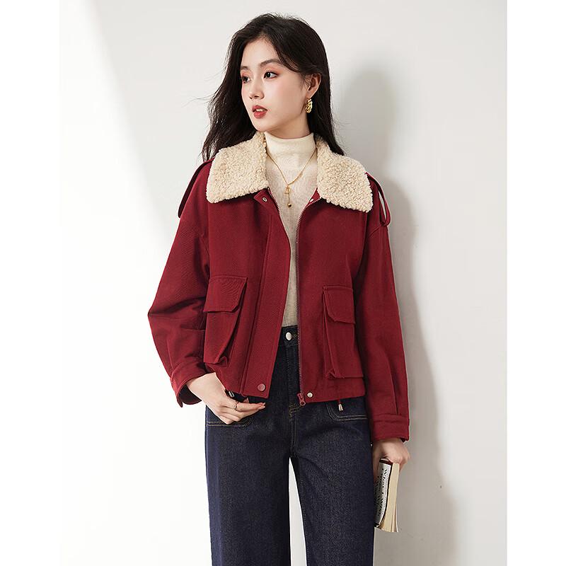 Petite Women's Patchwork Lapel Winter Coat