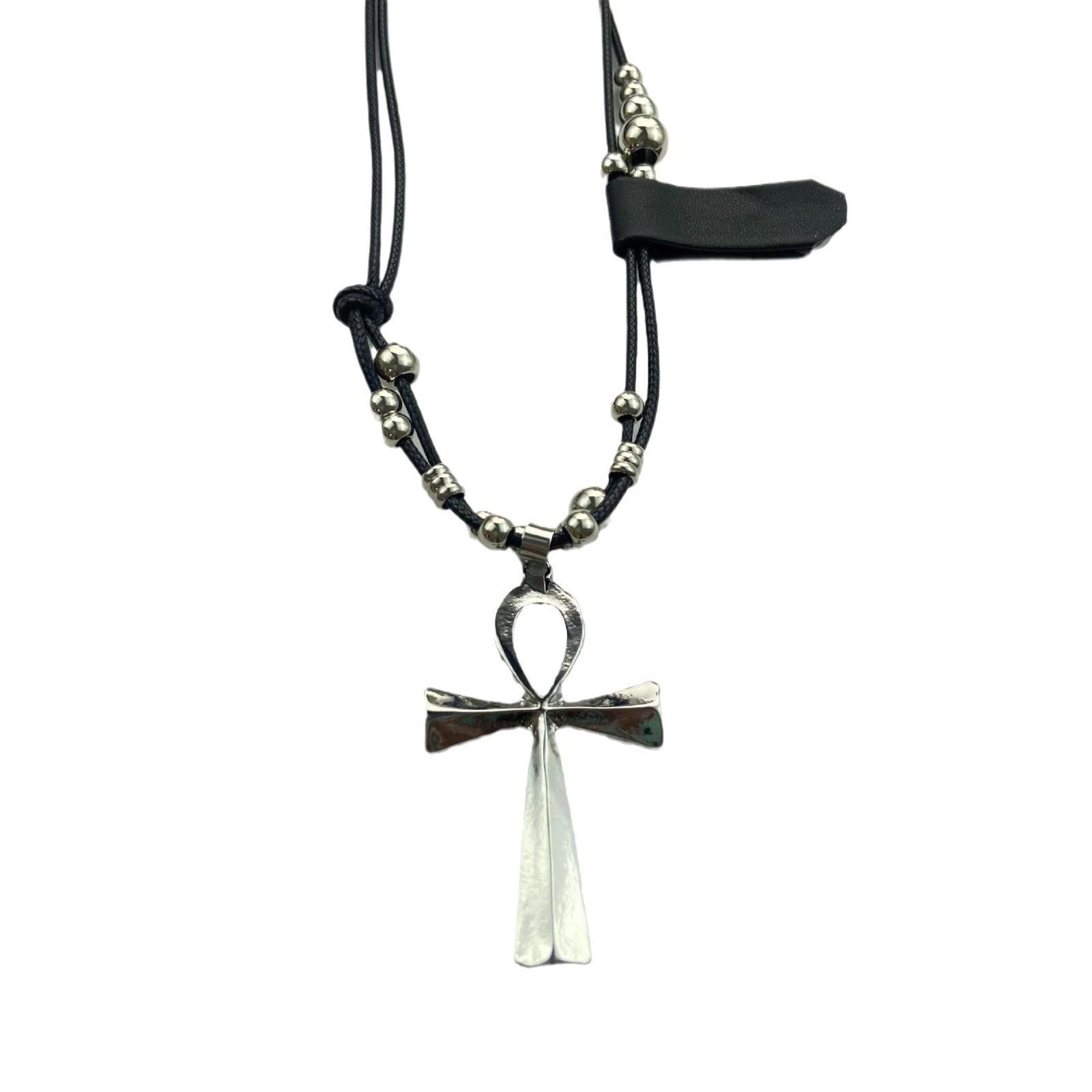 

Punk Heavy Industries Cross Braided Rope Double Necklace Sweet Cool Babes Collarbone Chain Niche Accessories Tide Cool Sweater Chain