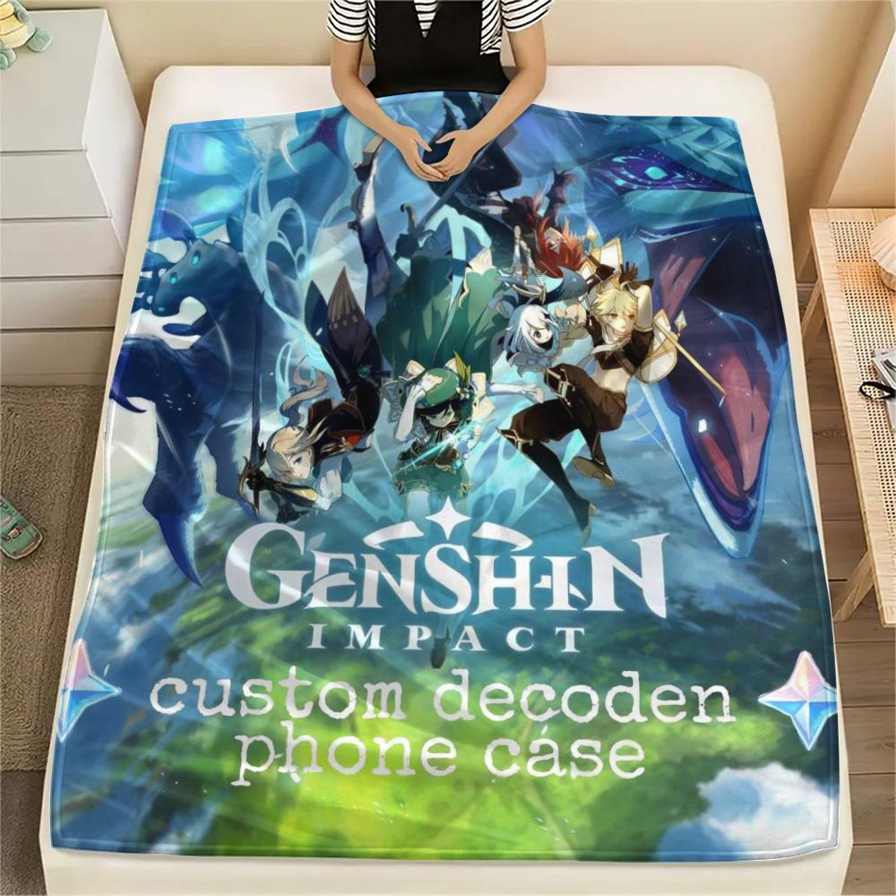 1PC Genshin Impact Print FlAannel Blanket, High Quality Comfortable for All Seasons, Home Decor, Warmth and Comfort