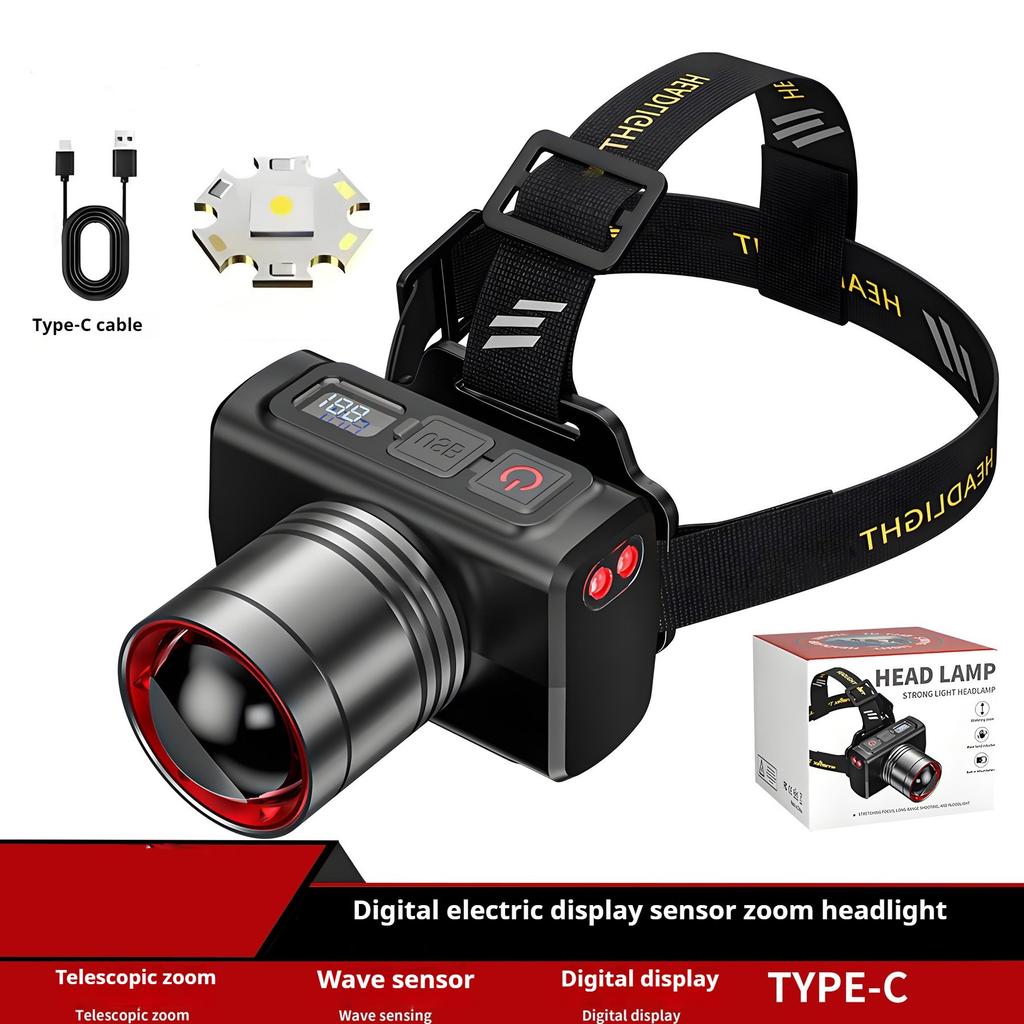 Super Bright LED Sensor Headlamp USB Rechargeable Headlight Front Led Head Light With built-in battery Camping Fishing Lantern