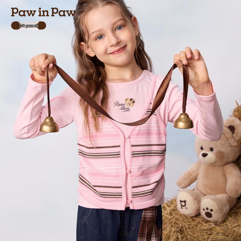 PawinPaw Girls' Cartoon Bear Knit Layered T-Shirt