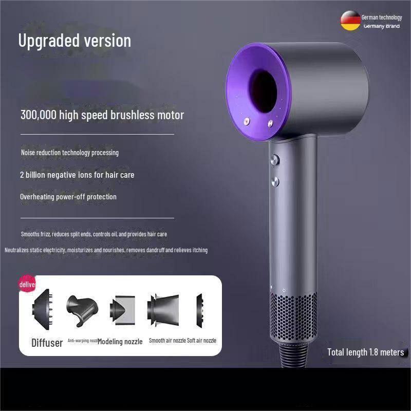 Uscător de păr Mousen cu control al temperaturii de mare viteză: Cald/Rece, Ioni negativi, Design fără frunze