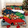 3D Digital Printing Bedding Two Three Piece Set Santa And Car Polyester Quilt Cover