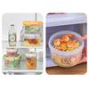 Worthbuy 1100Ml Round Clear Plastic Lunch Box With Handle Microwave Safe Portable Large Capacity Food Container For Students