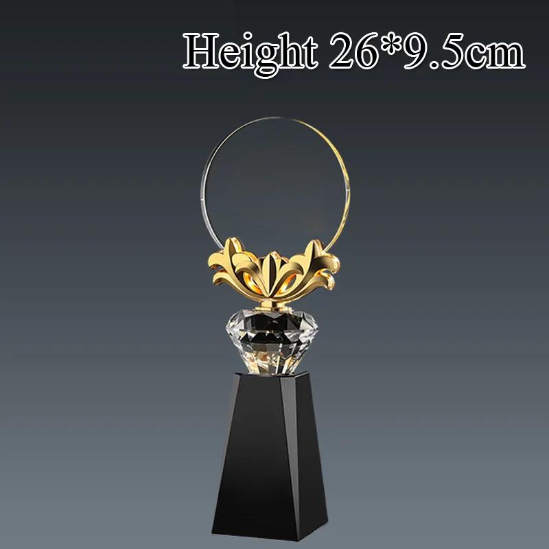 Customized Crystal Trophy High-End Metal Gold, Silver, Copper, Award Honor Gift Excellent Employe Souvenir, Home Decoration, 1Pc