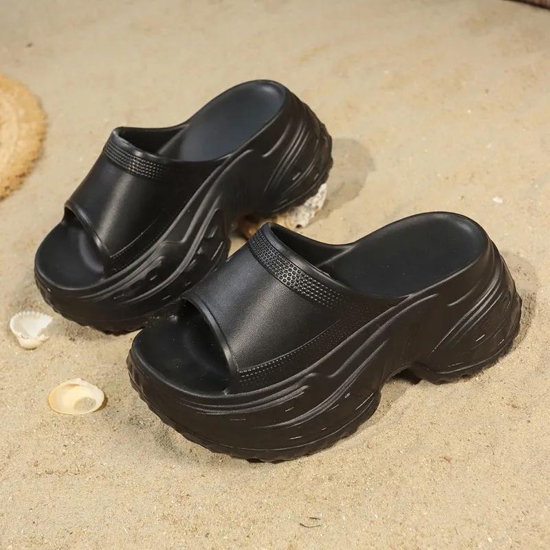 Fashion 2025 Summer Women's Solid Round Toe Platform Beach Slippers Light Casual Sandals for Outdoor Casual Slippers Women Zapatos Mujer