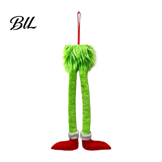 Cute Elf Tail for Tree Funny Legs Car Hanging Ornament, Christmas Decor with Soft Fun Gifts Friends Plush, Red Green Holiday Pendant Rearview Mirror,