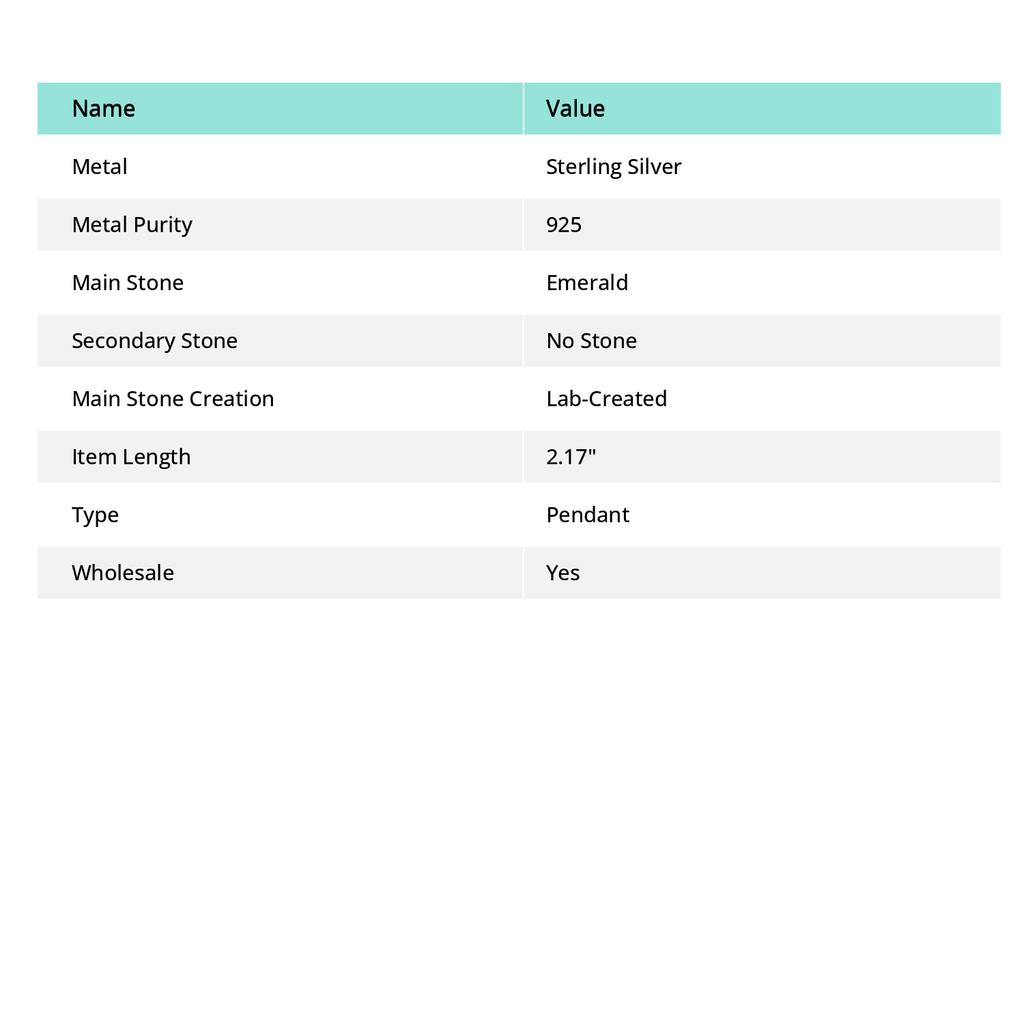 Emerald(Simulated) 925 Sterling Silver Jewelry Pendant 2.17" A1g40