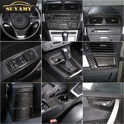 For BMW X3 E83 2006-10 Soft Carbon Fiber Interior Trim Center Console CD Panel Gear Shift Cover Sticker Decorate Car Accessories
