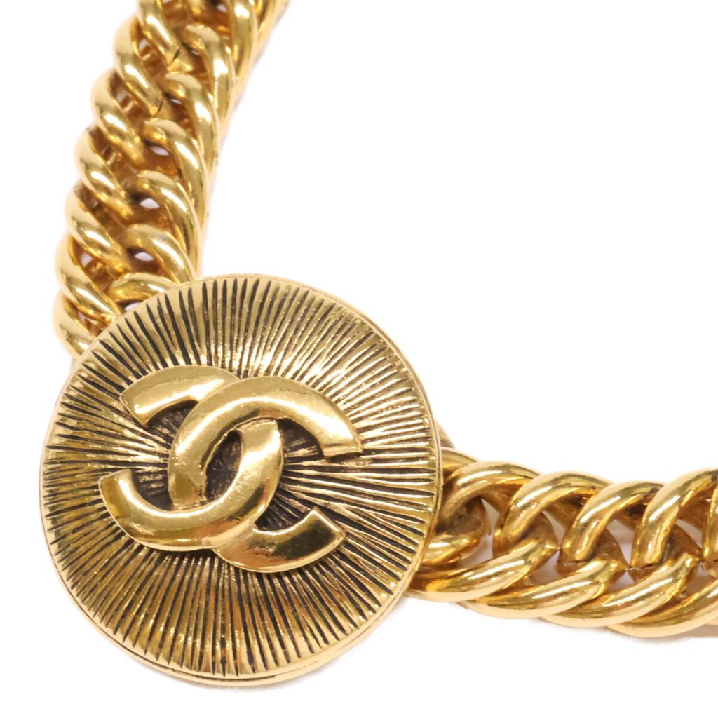 CHANEL Vintage CC Logos Chain Choker Necklace goldUsed