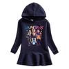 Kpop Monster Hunter Girl Group Ruffle Cartoon Rainbow Long Sleeve Hooded Princess Dress for Kids