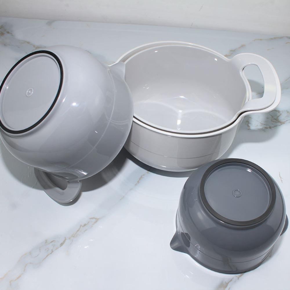 4pcs/set with Pour Spout Mixing Bowl Set with Handle Snacks Basin Baking Tool Salad Bowl  Fruits