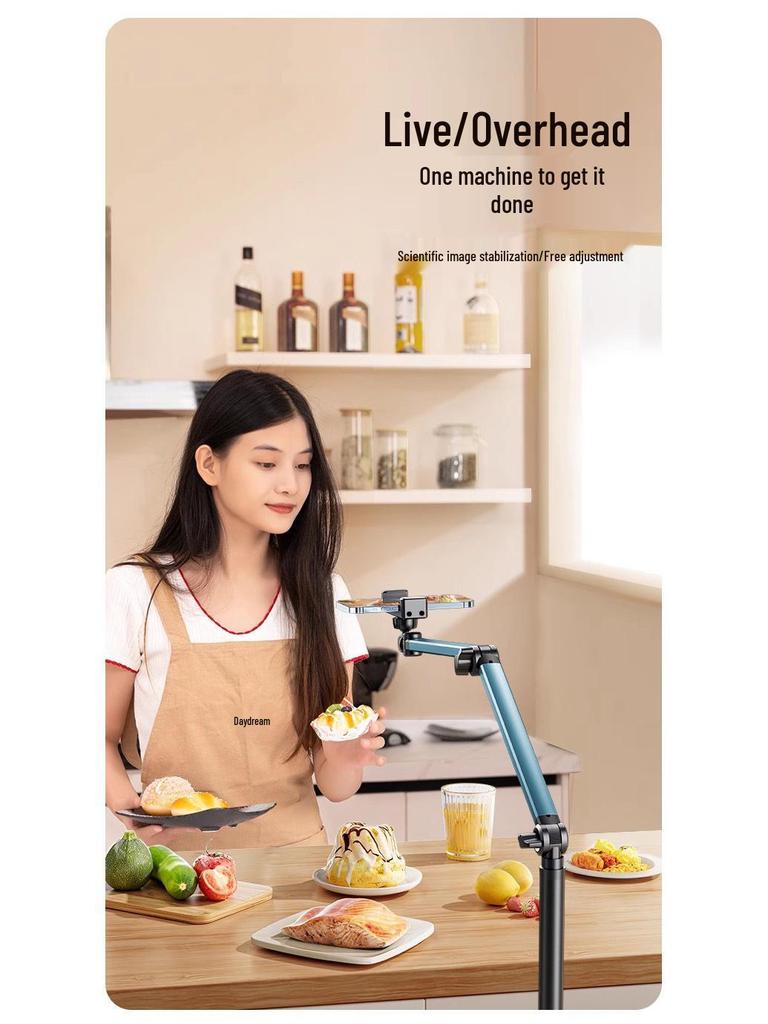 360° Rotating Retractable Floor-Stand Phone Streaming & Shooting Boom Arm