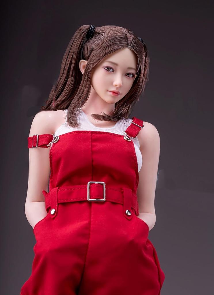 1/6 Scale Female Head Sculpt Beauty Girl Mandy Rooted Hair Head Carving 12 Inch Female PH TBL JO Action Figure Body (Brown Pig Tail)