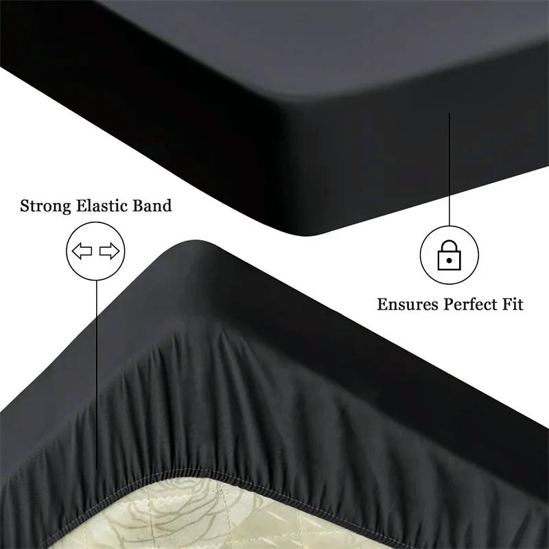 Super Waterproof Fitted Sheet Solid Color Non-Slip Mattress Protector Cover Comfortable Bedding with Elastic Band Deep Pocket