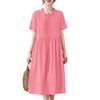 ZANZEA Women Casual Round Neck Solid Color Summer Short Sleeve Dress