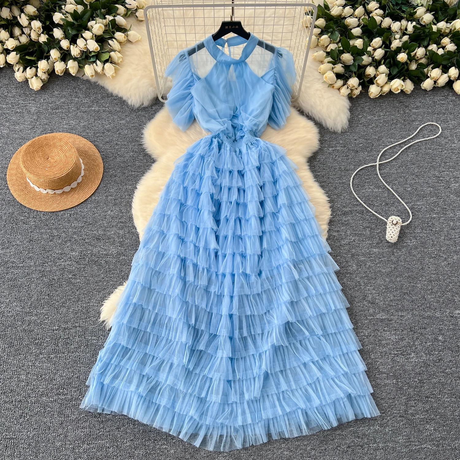 Винтажное базовое платье с круглым вырезом и коротким рукавом — фото 25