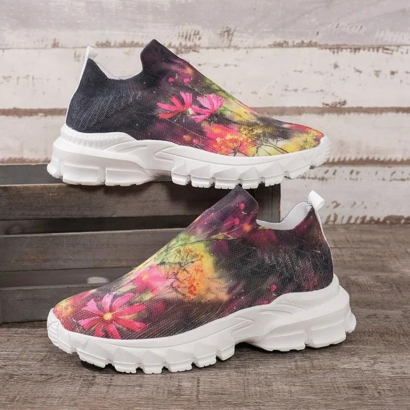 

Fashion 2025 Ladies Shoes Slip-on Women s Vulcanize Shoes Fashion Printing Casual Plus Size Light Comfortable Breathable Sneakers 35