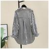Frühling und Sommer Langarmshirt Damenmode Lässig Vertikal gestreift Locker geschnittenes Hemd Damen