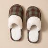 Retro plaid cotton slippers men's winter indoor home non-slip thick-soled plush warm cotton slippers women's winter