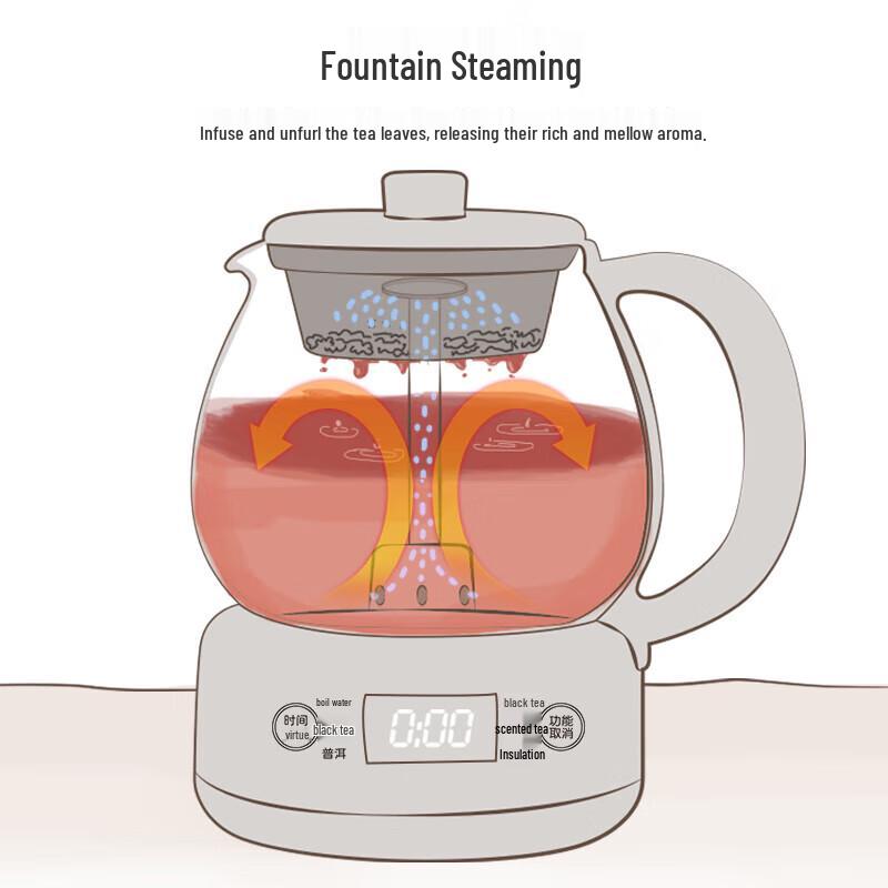 BEAR 1L Multifunctional Health Tea Cooker with Steamer CN Plug (adapter Included)